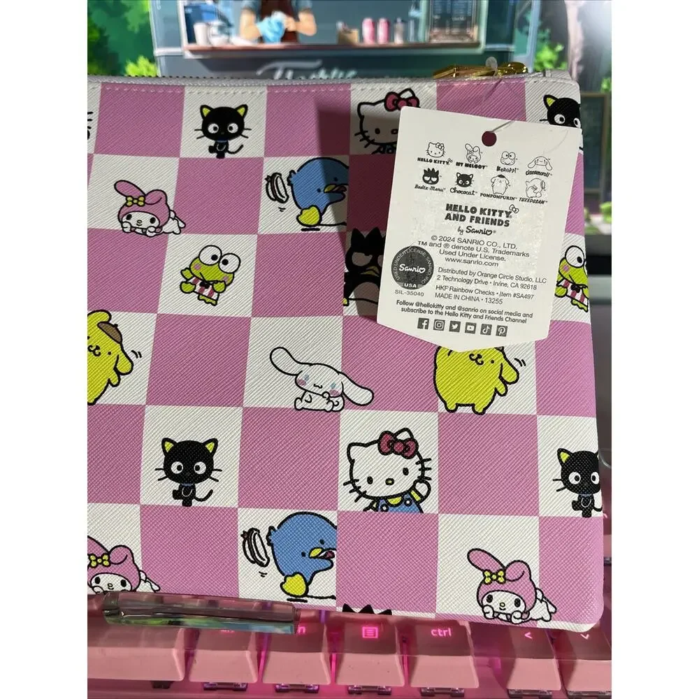 Hello Kitty & Friends Pencil Pouch Case Zipper 2024 Sanrio Large Pink White